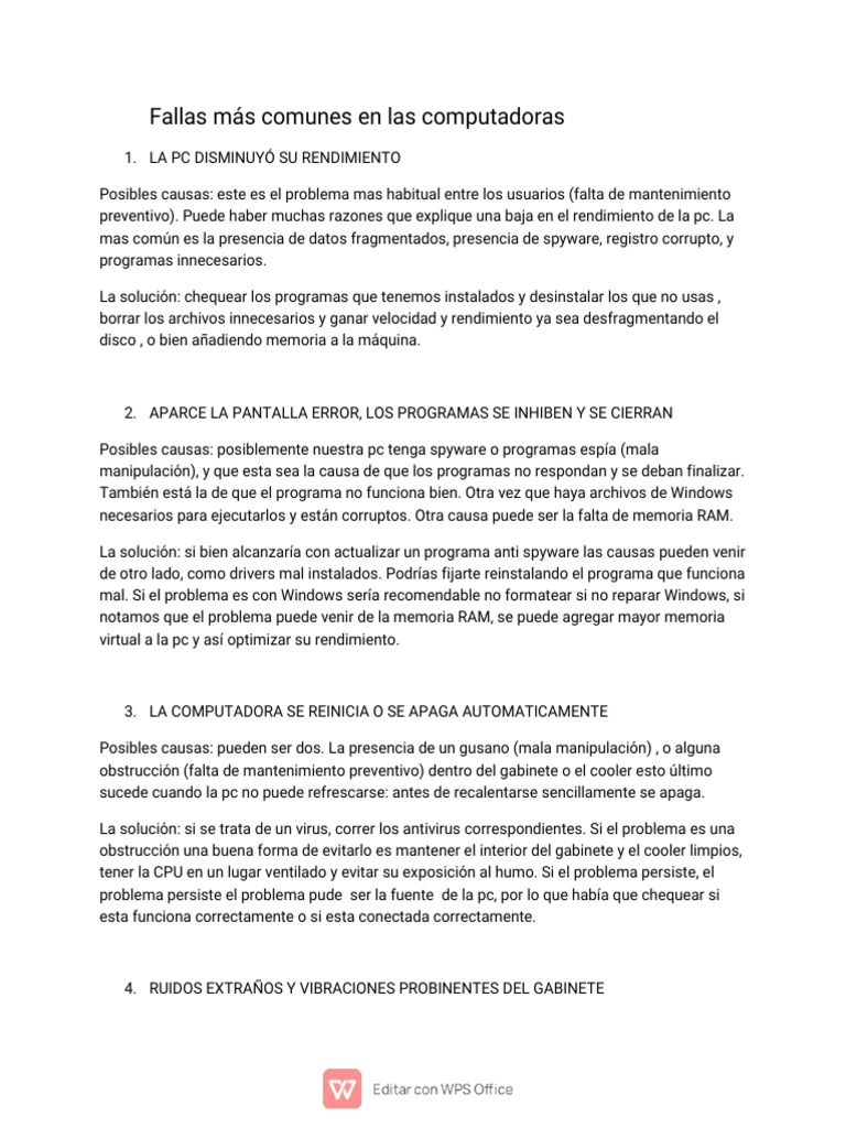 Fallas Más Comunes Pdf