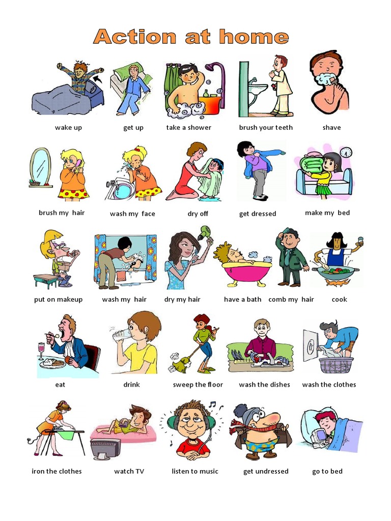Daily Routines Action at Home Picture Dictionaries - 32703 | PDF