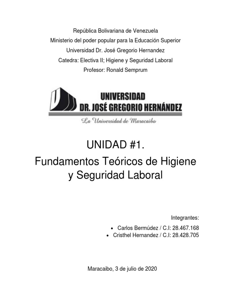 Seguridad E Higiene Laboral Unidad 1 Shl Pdf Seguridad Y Salud