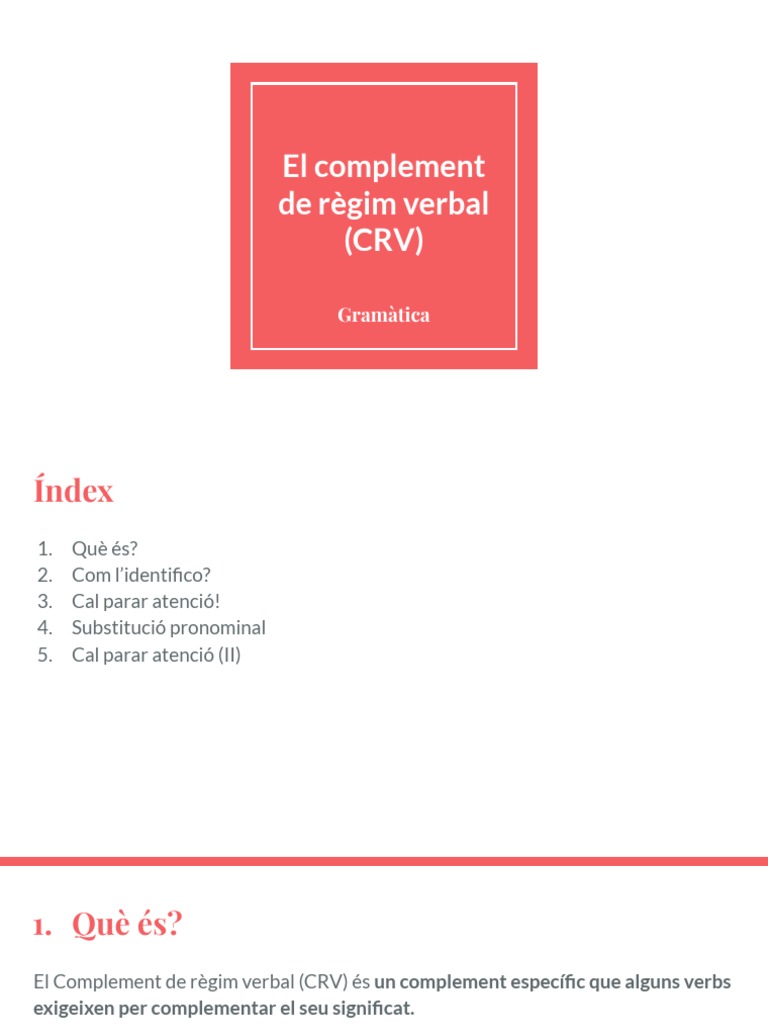 El Complement de Règim Verbal | PDF