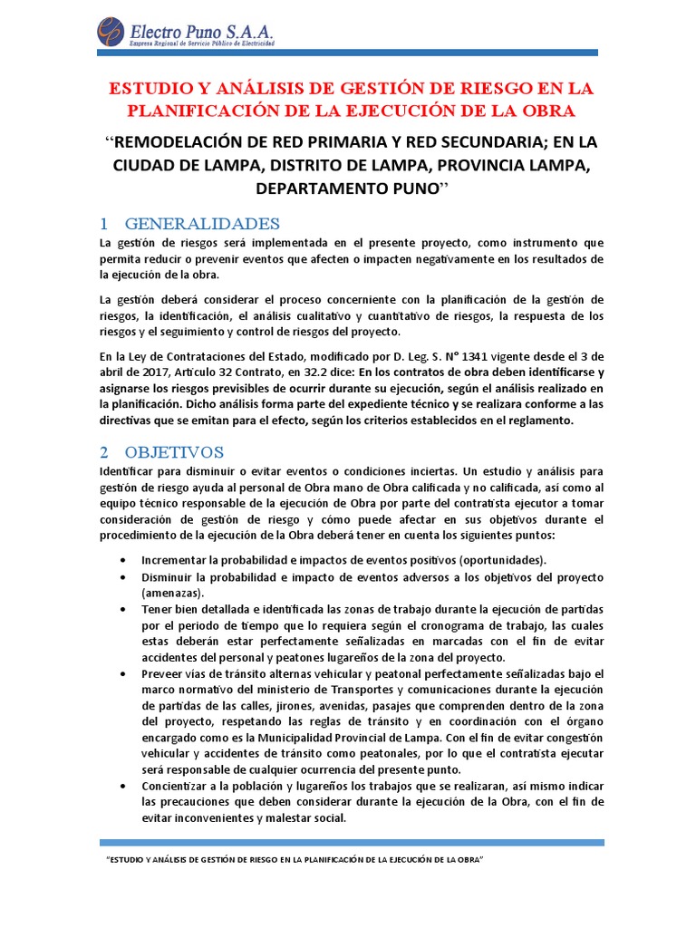 Analisis De Gestion De Riesgo Descargar Gratis Pdf Planificación