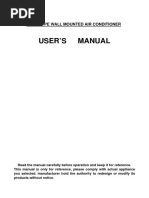 User'S Manual: Split Type Wall Mounted Air Conditioner