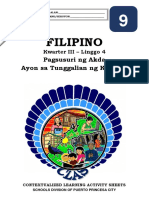 Filipino9 - q3 - CLAS4 - Pagsusuri NG Akda Ayon Sa Tunggalian NG Kuwento - v1 (1) - JOSEPH AURELLO