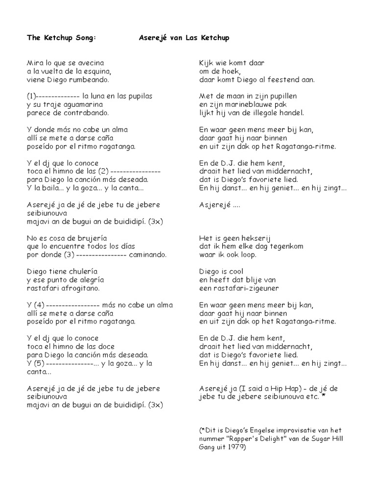 The Ketchup Song Con Huecos PDF