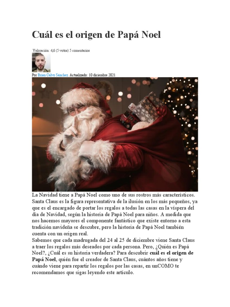 Origen y historia de Papá Noel | PDF | Papá Noel | Navidad