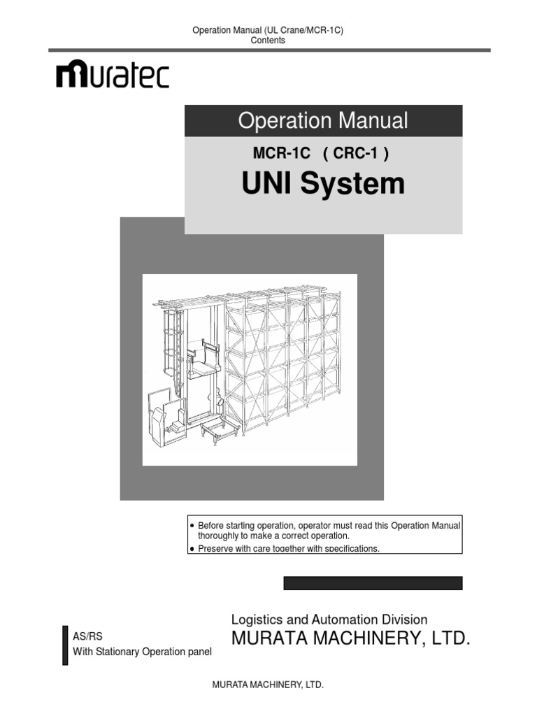 MCR-1C Crane Operation Manual | PDF | Crane (Machine) | Elevator