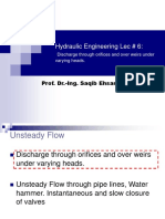 Hydraulic Engineering Lec # 6: Discharge through orifices and weirs under varying heads