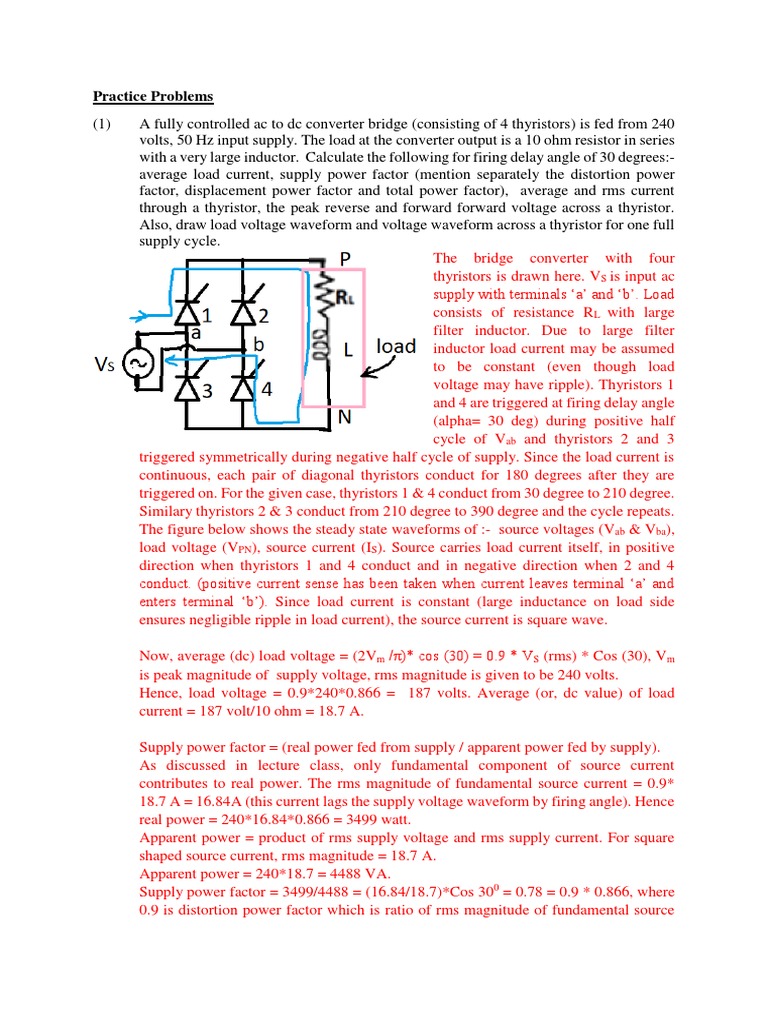 Practice Problems Quiz2 PDF Rectifier Ac Power