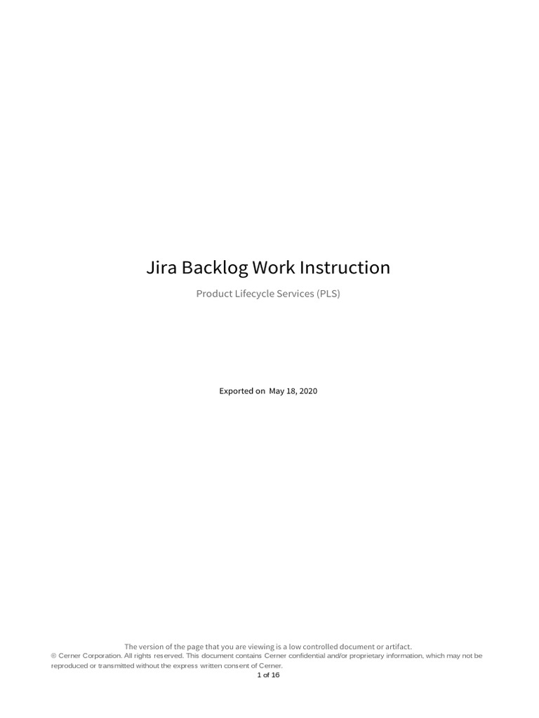 Jira Backlog Work Instruction-V55-20200518 - 072015 | PDF | Scrum ...