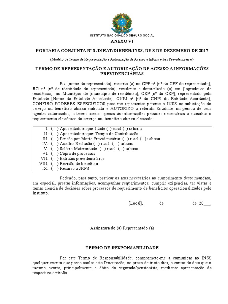 Termo de Representação e Autorização de Acesso A Informações ...