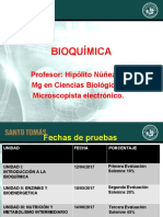 Bioquímica UNIDADES Y FECHAS