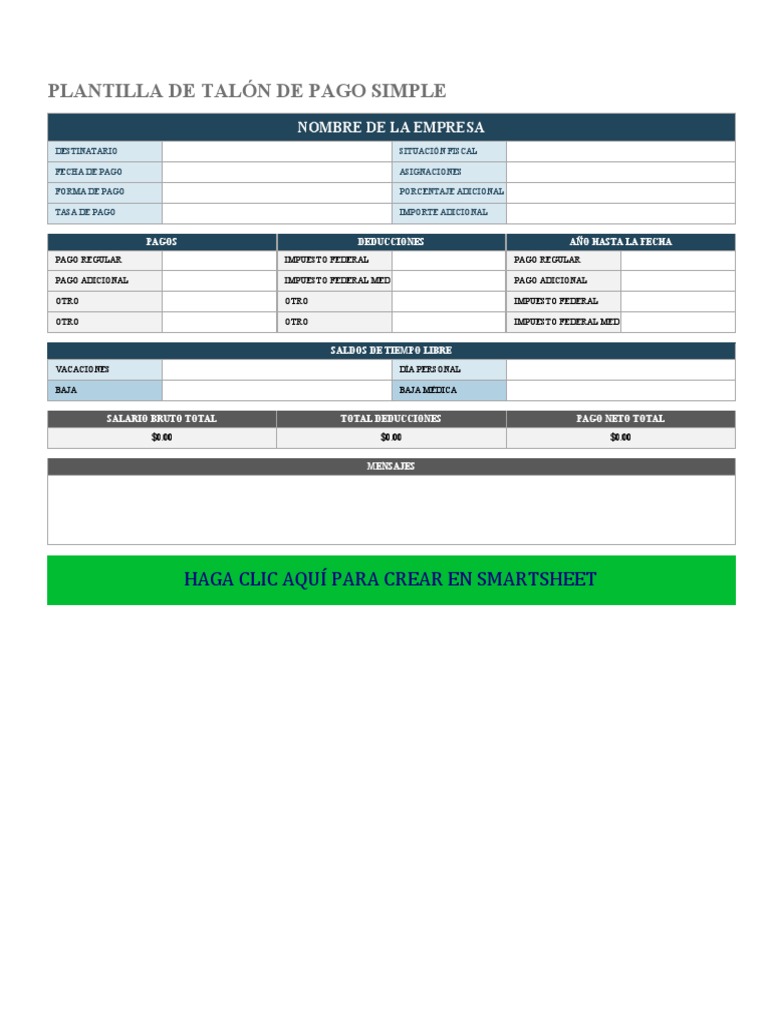 IC Simple Pay Stub Template Updated 27097 ES | PDF | Finanzas y dinero