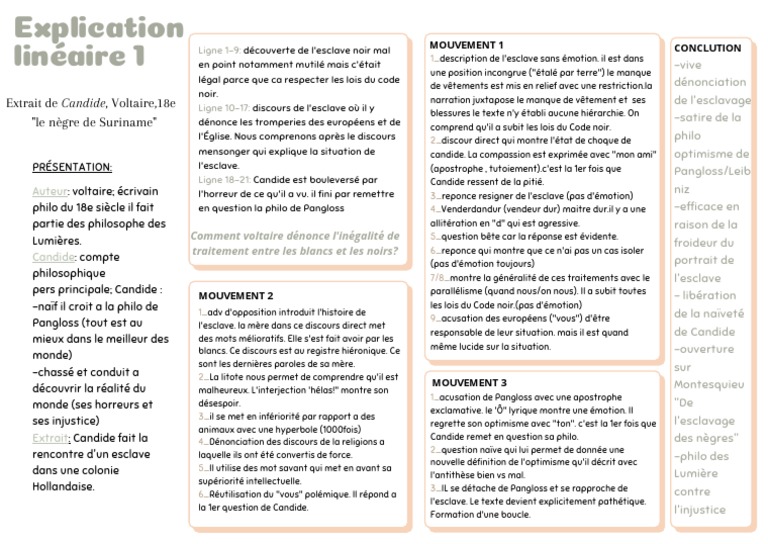 Explication Linéaire 1 | PDF | Candide | Voltaire