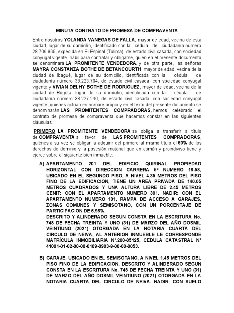 Promesa de Compraventa Inmobiliaria | PDF | Ley común | Justicia