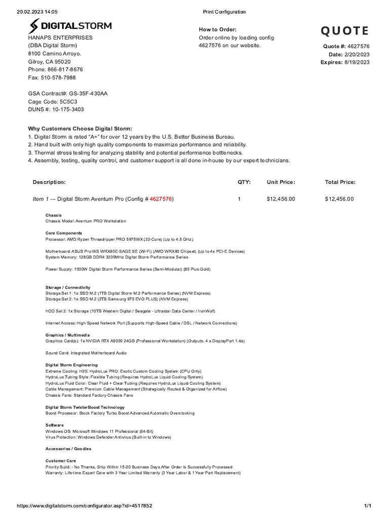 Aventum Pro Digital Storm Configurator PDF