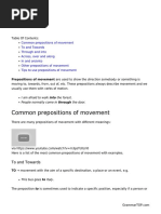 Prepositions of Movement