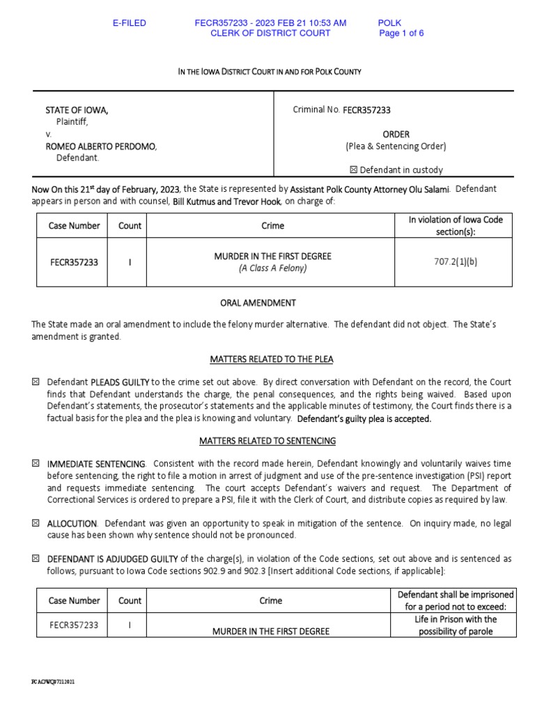 Guilty Plea and Sentencing of Perdomo | PDF | Plea | United States ...