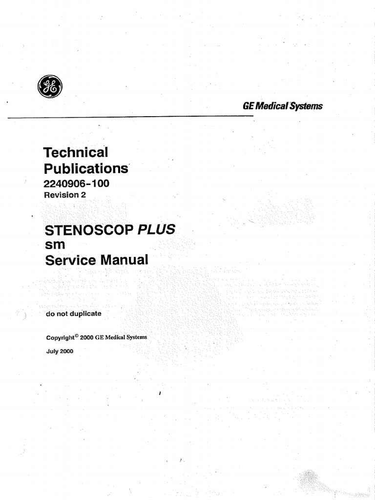 Service Manual Ge Stenoscop Compress | PDF