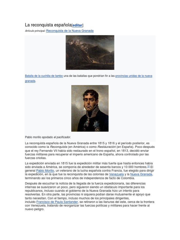 Reconquista Española en Nueva Granada | PDF | America latina ...
