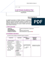 Guía de Producto Académico Final. Proyectos de Exportación e Importación.