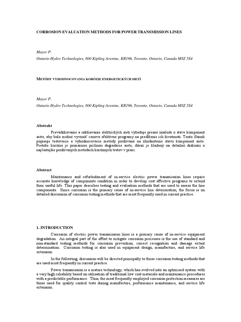Edoc - Corrosion Evaluation Methods For Power Transmission Lines | PDF ...