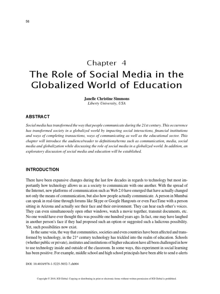 The Role of Social Media in The Globalized World of Education | PDF ...
