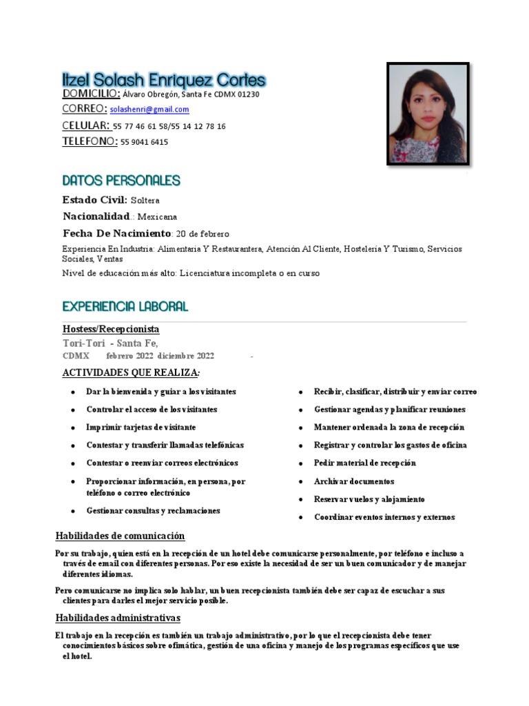 CV Sol | PDF | Crecimiento personal y profesional