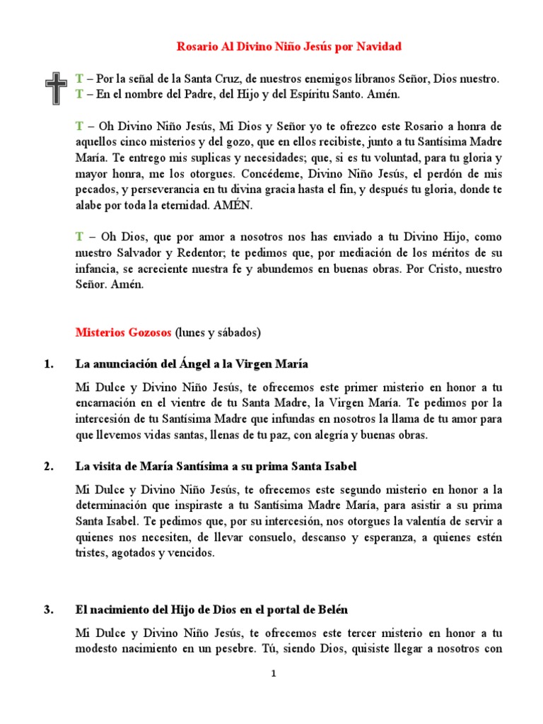 Rosario al Divino Niño Jesús en Navidad | PDF | Cristo (título) | María ...