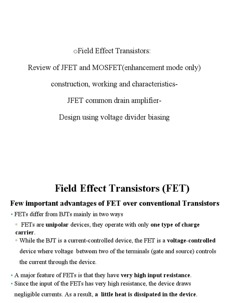 Understanding the Operation and Characteristics of Junction Field