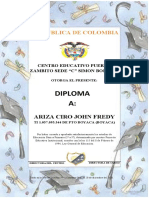 Diploma Sede C Simon Bolivar Grado Quinto 2020