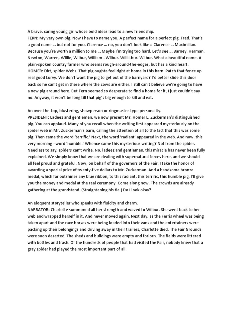 Charlotte's Web Monologues PDF