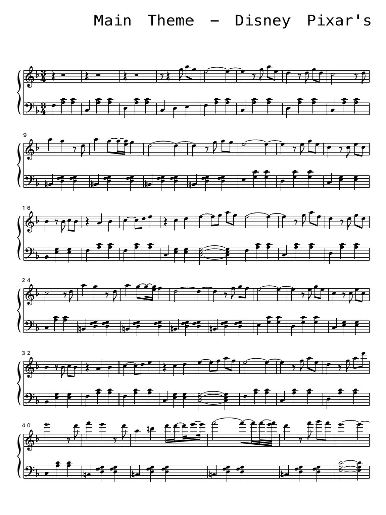 Disney Pixar Up Theme Piano PDF The Walt Disney Company