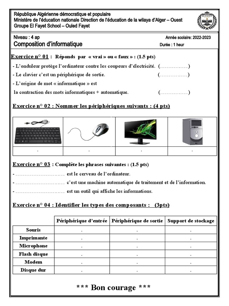 Exercice d'informatique pour débutants | PDF | Ordinateurs ...