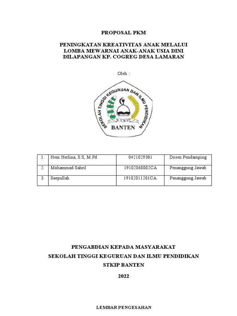 PROPOSAL PKM LOMBA MEWARNAI | PDF