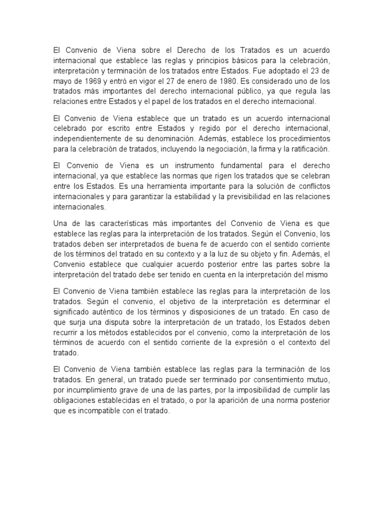 Ensayo Convenio de Viena PDF Tratado Justicia