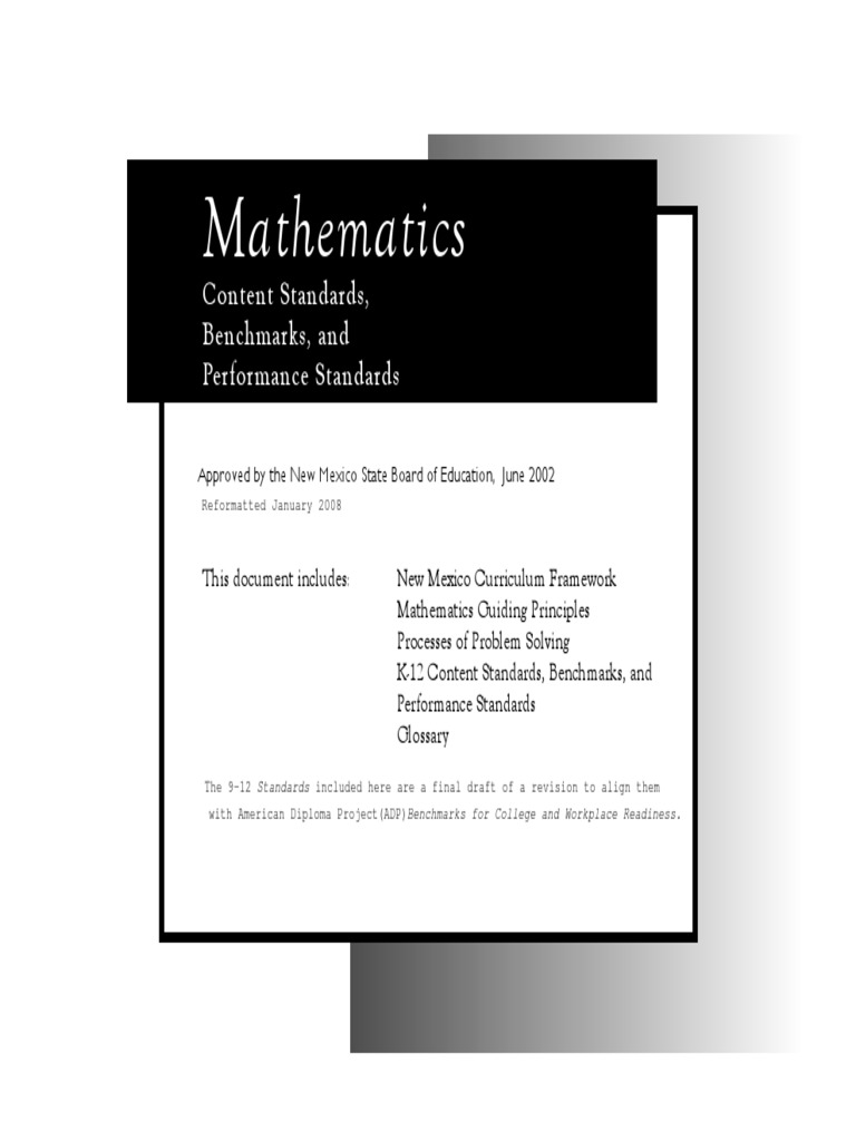 New Mexico Mathematics Standards Framework Establishing Clear