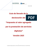 Guía de Llenado de La Declaración Del "Impuesto Al Valor Agregado Por La Prestación de Servicios Digitales" Versión 2021