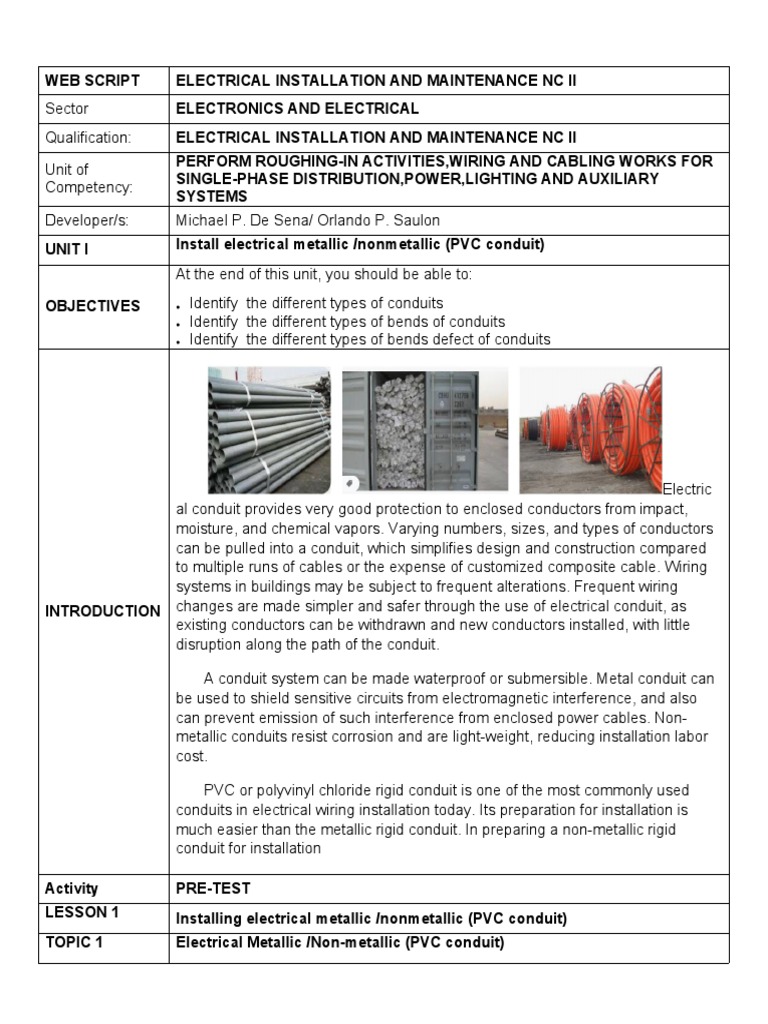 Install Electrical Metallic Nonmetallic (PVC Conduit) PDF