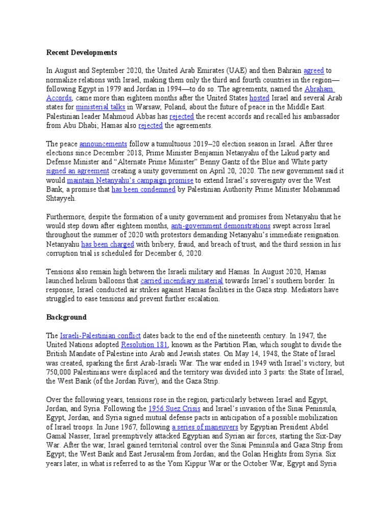 Israel Palestine Conflict | PDF | Israel | World Politics