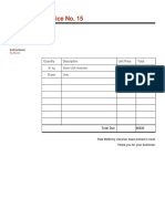 Invoice No. 15: Quantity Description Unit Price Total