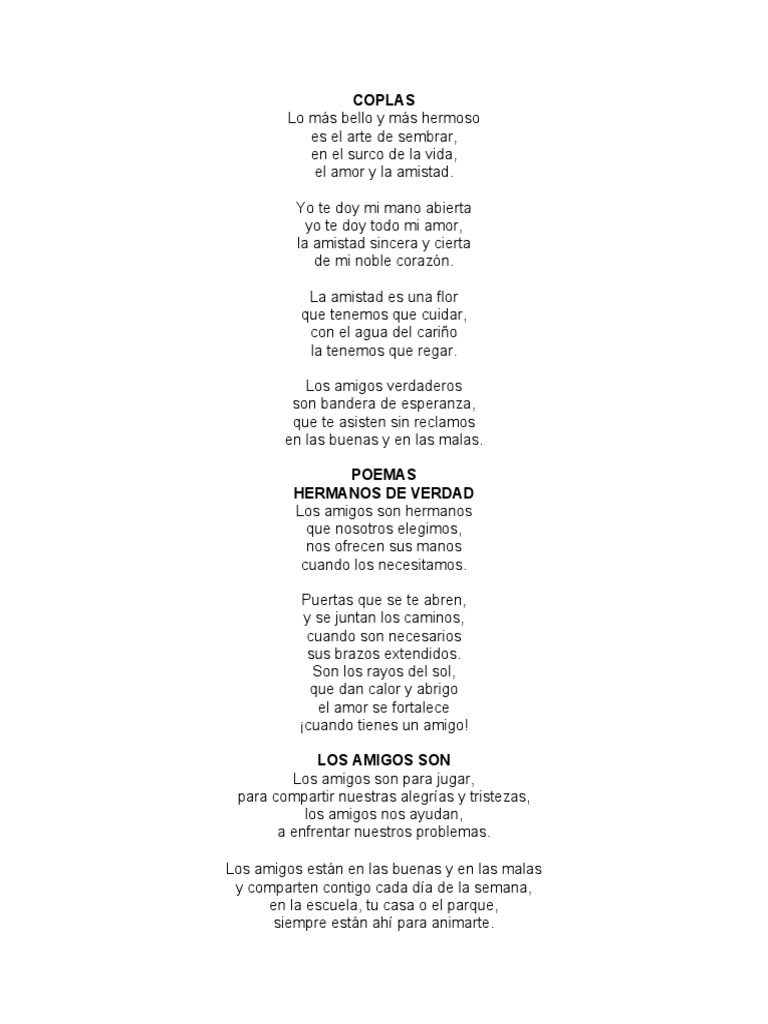 Coplas sobre la amistad y el amor | PDF