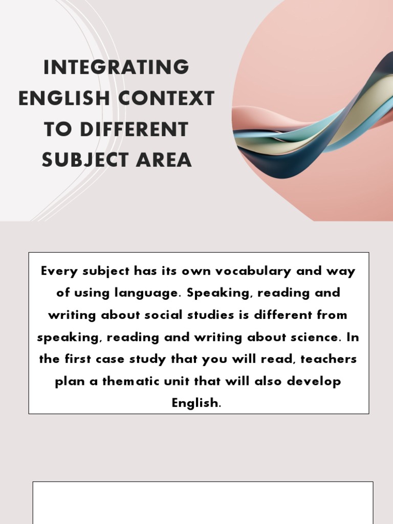 Integrating English in Subject Areas | PDF | Teachers | Curriculum