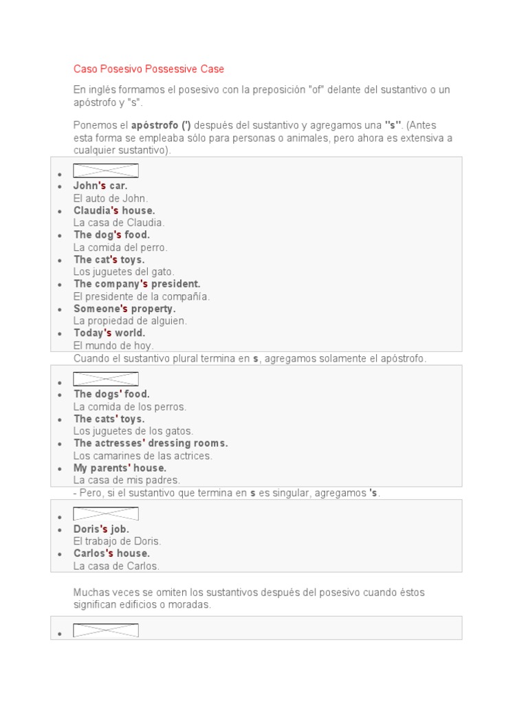 Formación del caso posesivo en inglés PDF