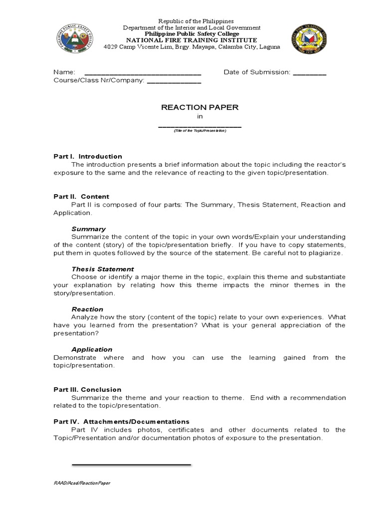 The Reaction Paper Template That Works Every Time - t2bni9e