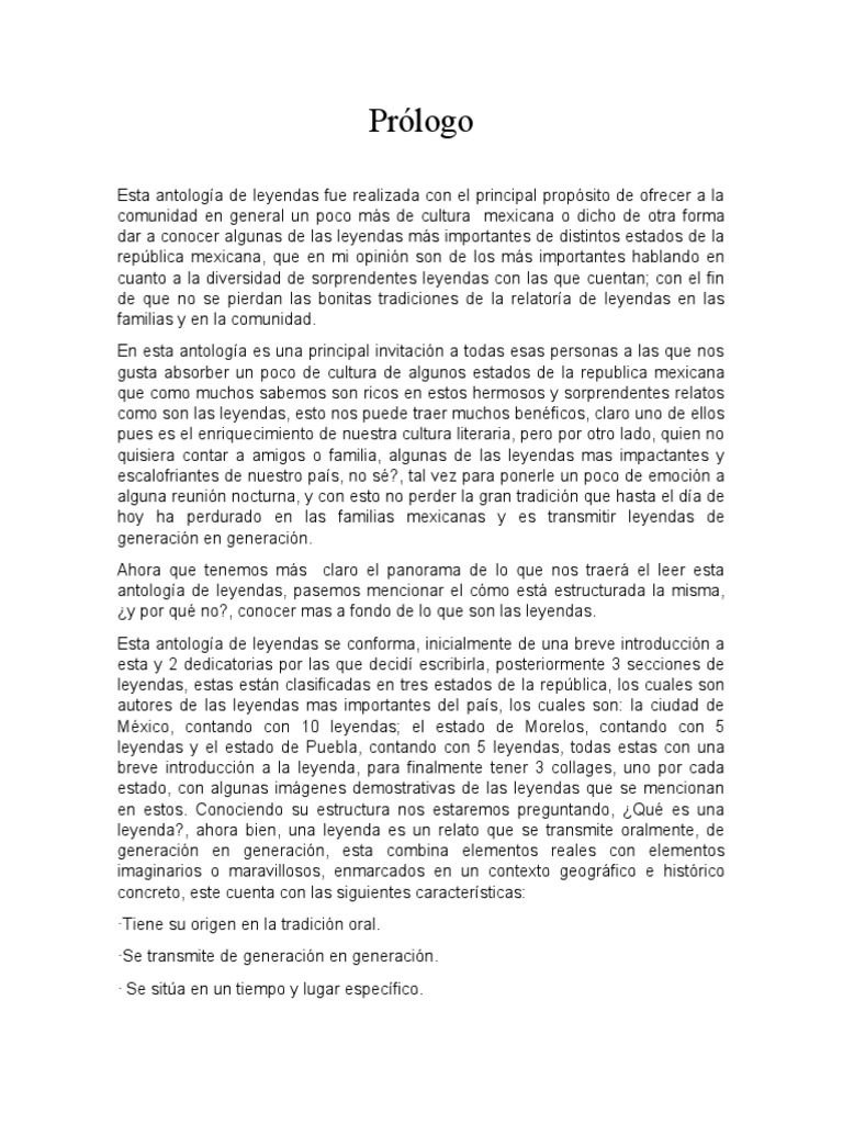 Prólogo | PDF | Leyendas | México