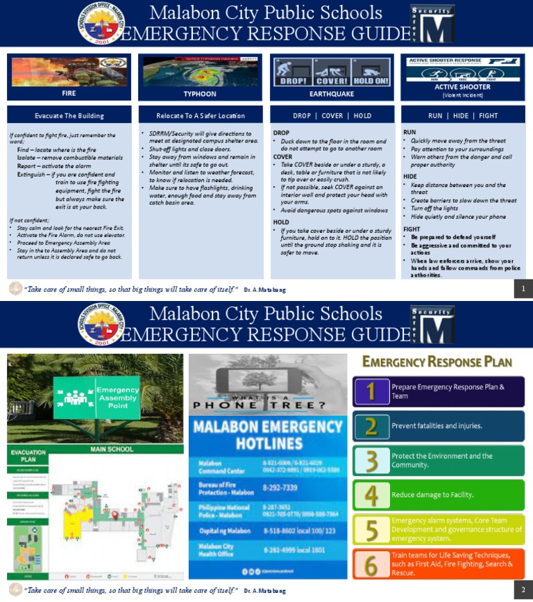 Malabon City Public Schools - Emergency Response Guide | PDF | Fires ...