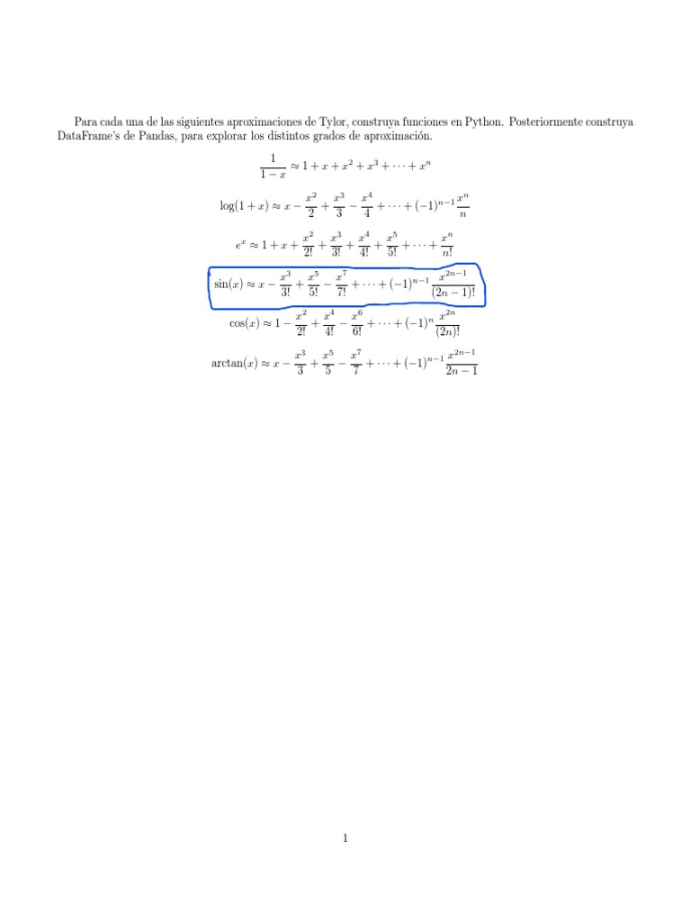 Funciones de Aproximación de Taylor en Python | PDF | Métodos y ...