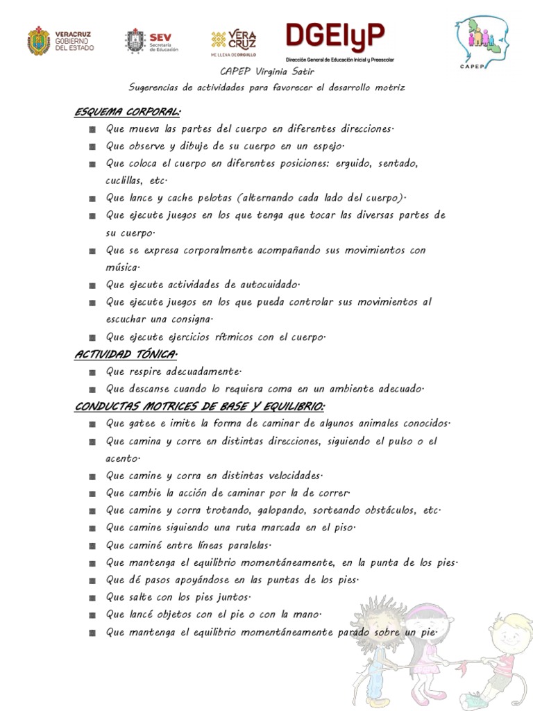 Actividades para el Desarrollo Motriz Infantil | PDF | Relaciones ...