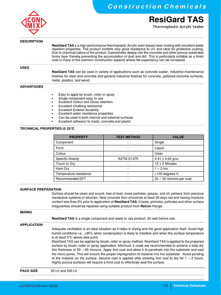 ResiGard TAS 2022-08-18 06 - 13 - 14 | PDF | Concrete | Chemistry