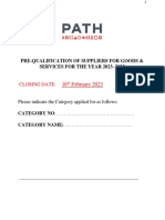 PATH Zambia Pre-Qualification of Suppliers 2023-2025